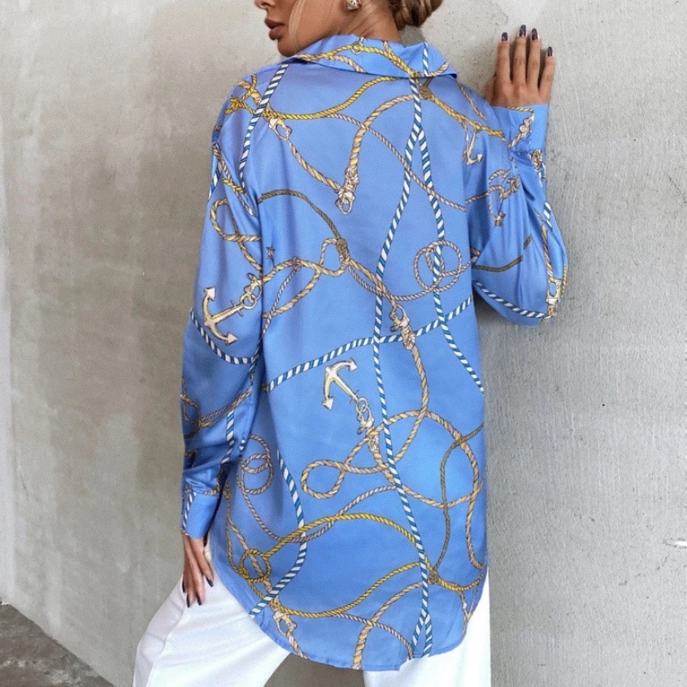 NEW INVENTORY 🔥Chain Print Button Up Blouse🔥 - Picture 6 of 9
